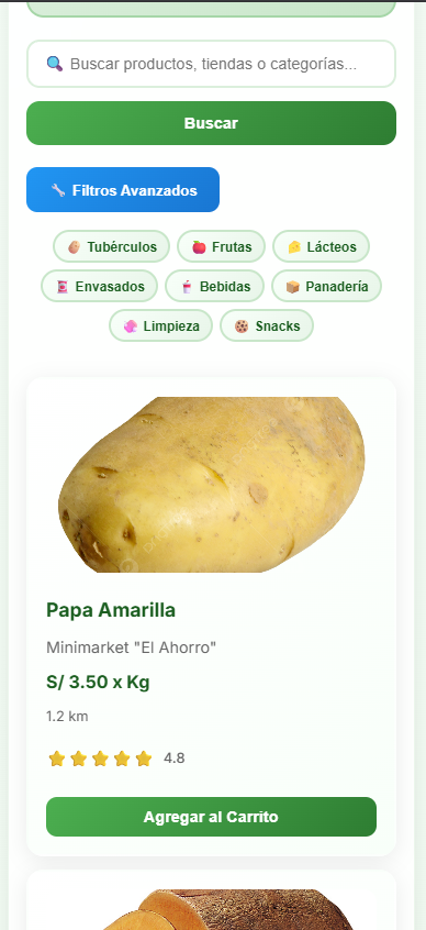 Vista de categorías